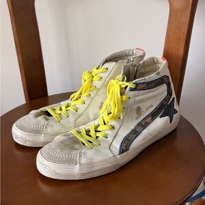 Golden Goose High-Tops with Yellow and Black Accents